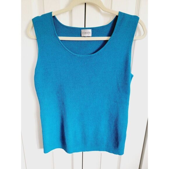 Chico's 2 Lot Of 5 Tops Black Blue Brown Shirts Stretch‎ Size Large Layering - Picture 4 of 11